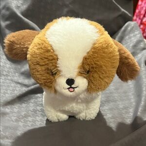 Adorable Brown and White Stuffed Puppy